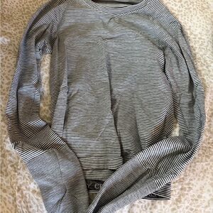 lululemon athletica Black and White Striped Long Sleeve Top